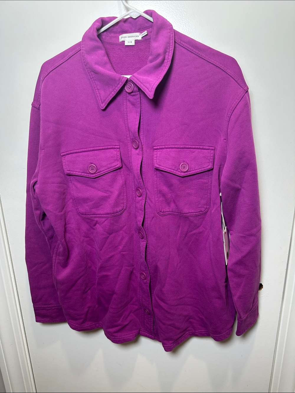 Good American Vibrant Purple Button-Down Utility Jacket (101)
